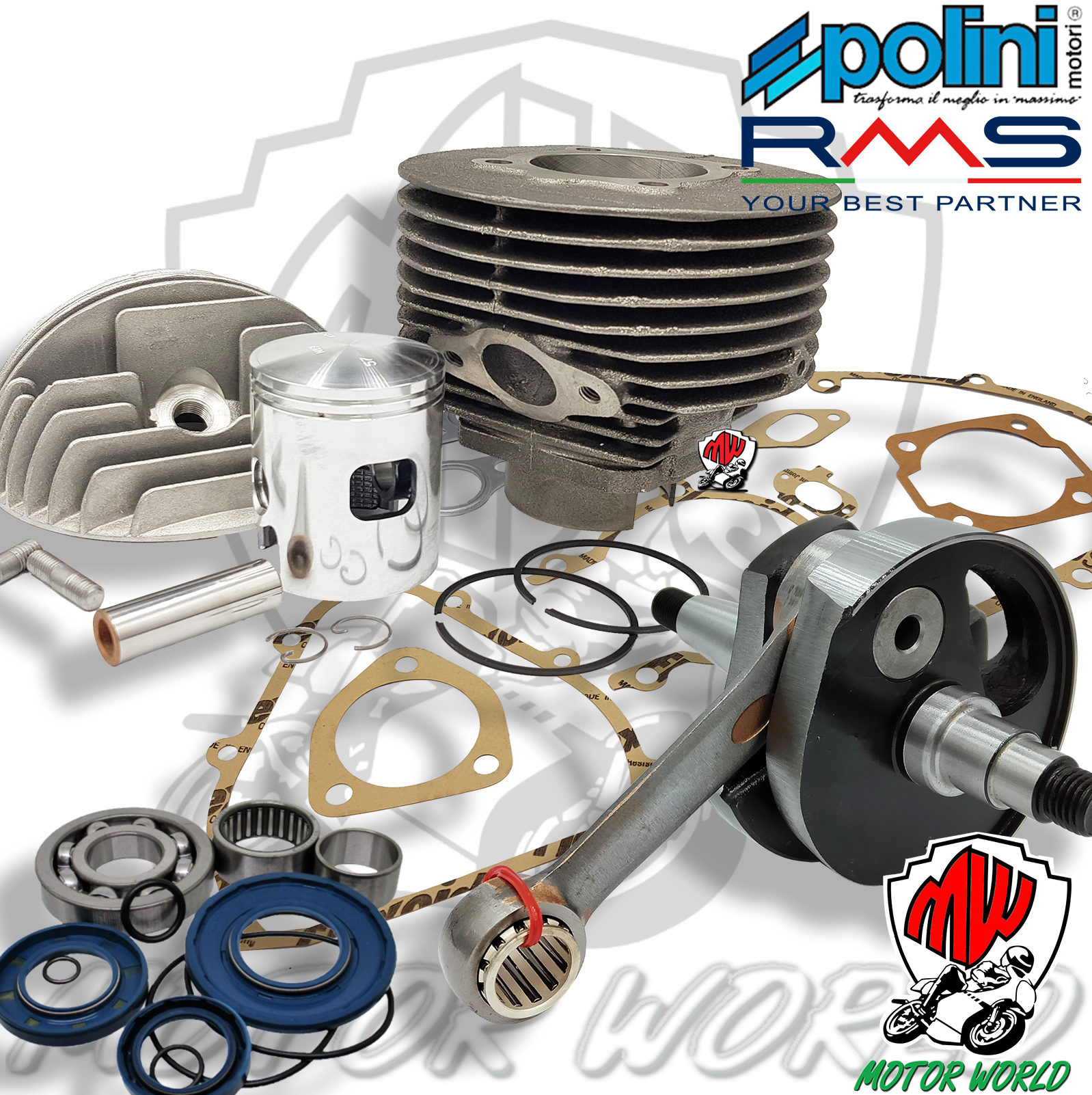 KIT MODIFICA VESPA PK 50 XL CILINDRO 130 POLINI GHISA ALBERO