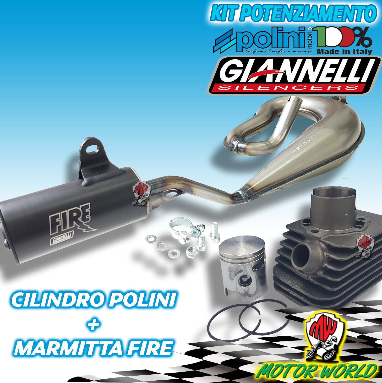 KIT MOTORE 70 CC CILINDRO POLINI 43 MARMITTA GIANNELLI FIRE
