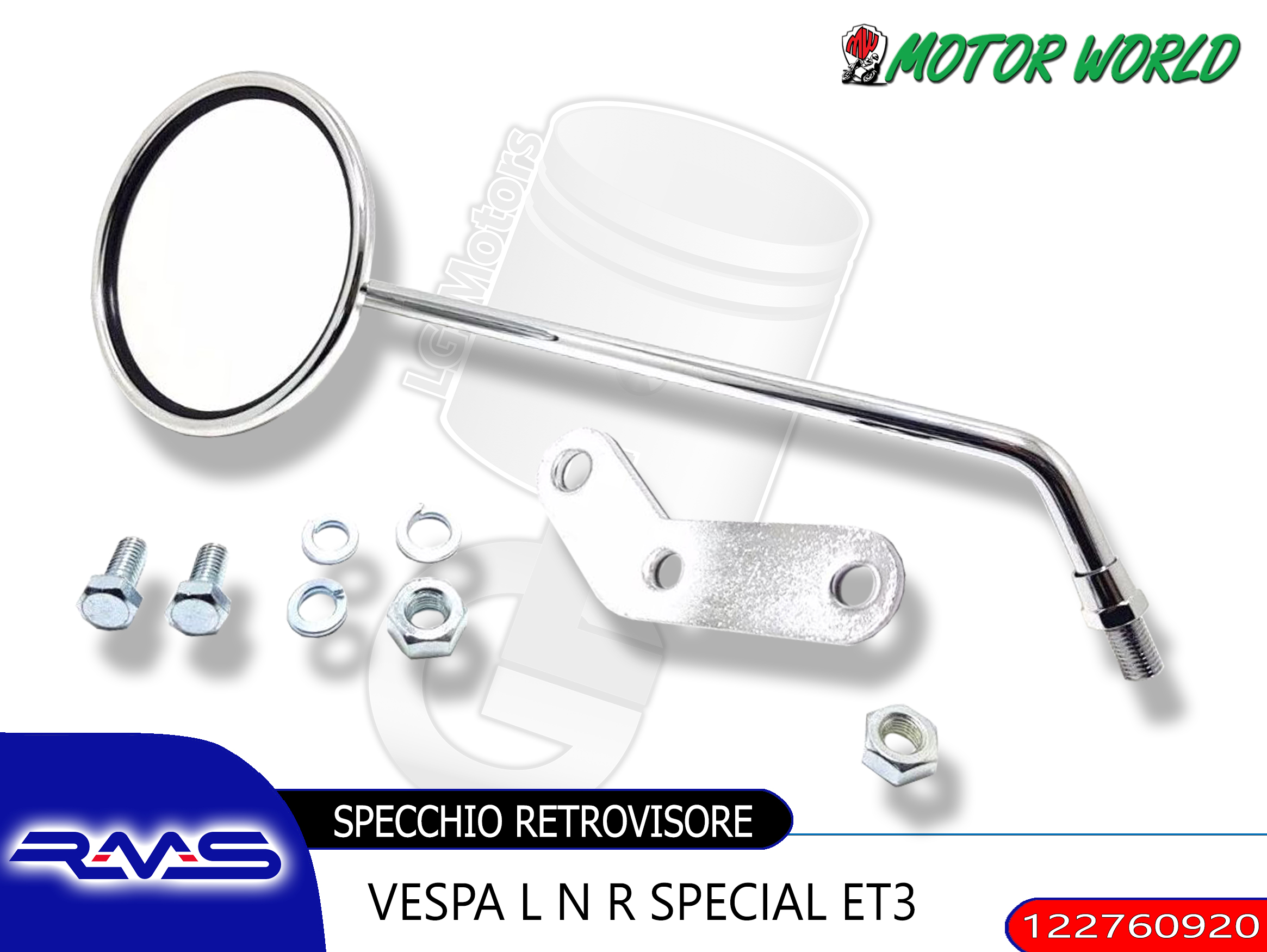 Specchietto Sinistro CROMATO Vespa Anni 50 Con Manubrio Tipo Bicicletta - Foto 14